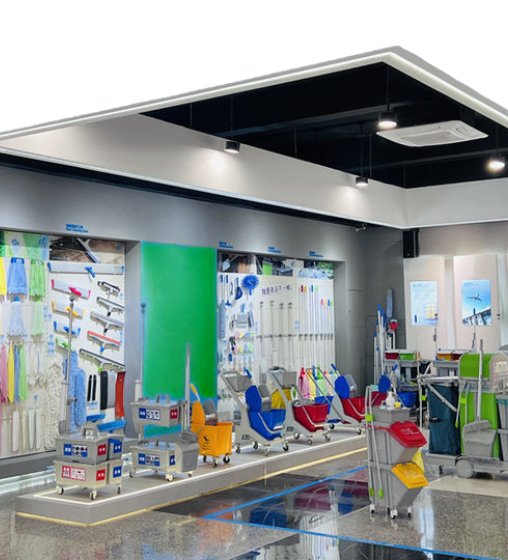 Showroom Displaying Cleaning Tools and buckets