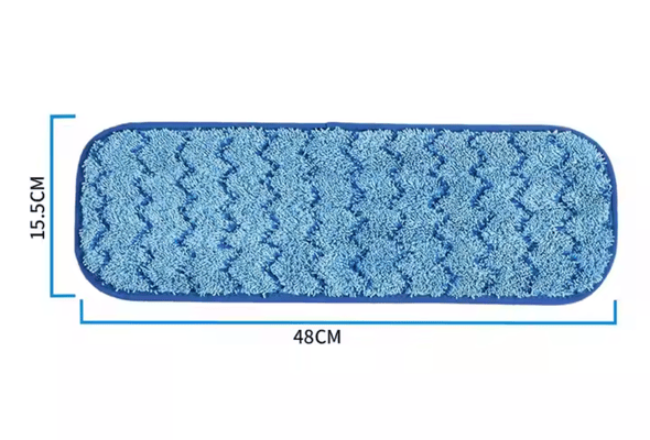 Close-Up of Blue Chenille short loop Mop Pad with size