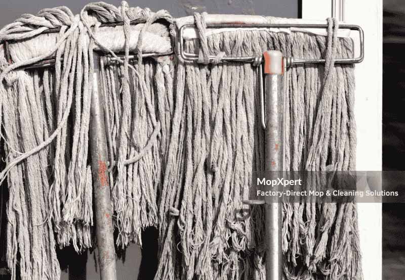 Close-Up of Worn Industrial Mops