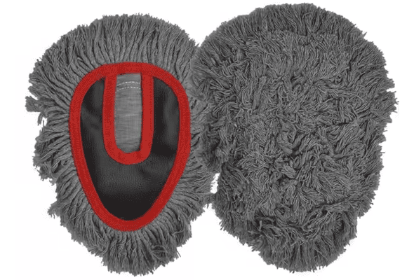 Gray mop pads with red trim