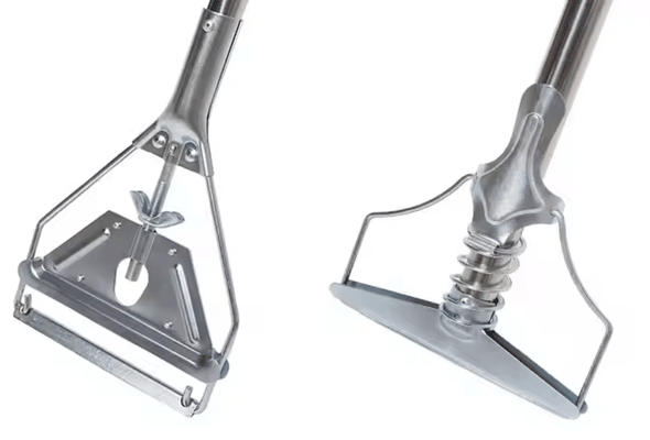 Janitor Mopsticks have an extra-heavy, sturdy wing nut screw clamp with durable plated metal to prevent rust.