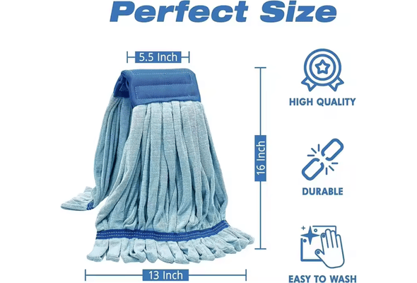 Durable Blue Mop Head with Dimensions