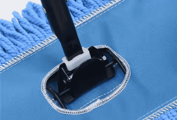 Mop Handle Attached to Blue Pad
