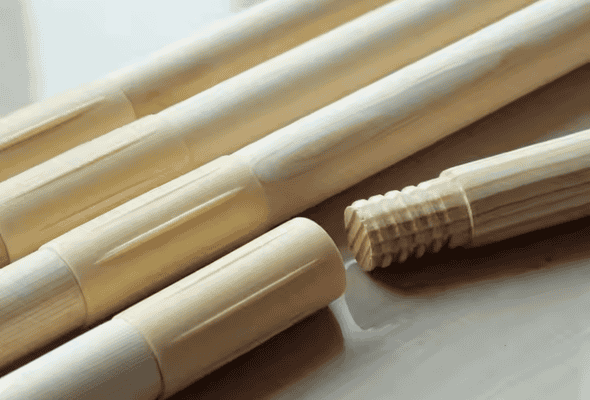 Wood handles with a wood thread offered in a variety of sizes.
